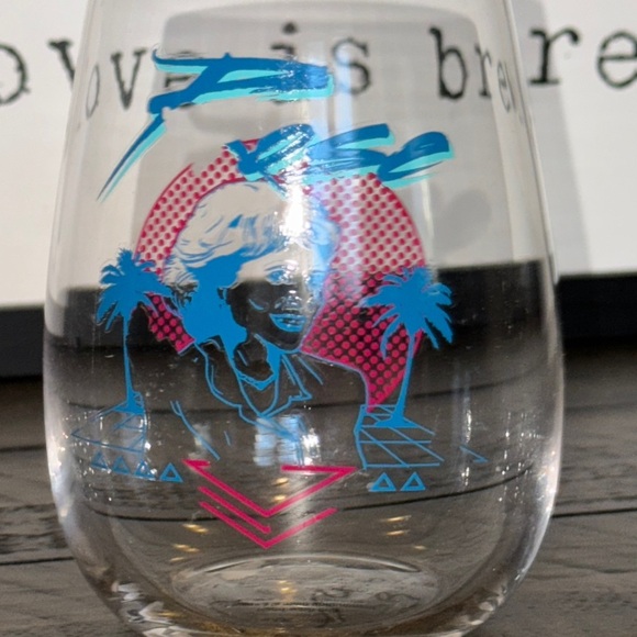 GOLDEN GIRLS ABC STUDIOS Retro Graphic Stemless Wine Glass (1) ROSE Betty White - Picture 4 of 5